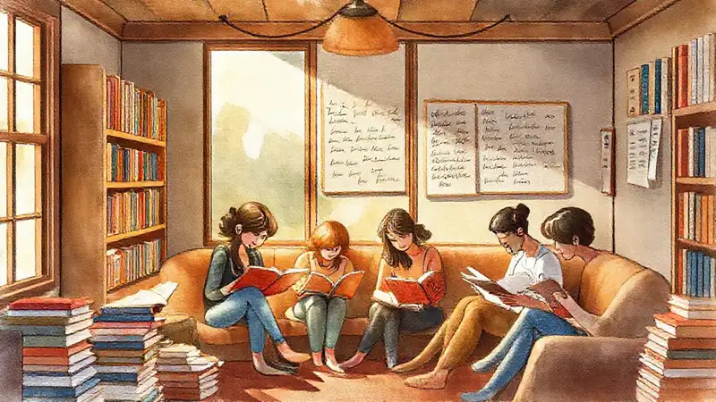 Un rincón acogedor de lectura vibrante