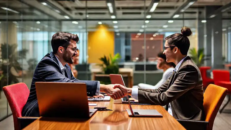 Reunión profesional y colaborativa estratégica