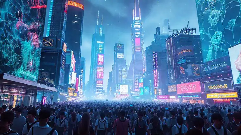 Ciudad futurista radiante y dinámica
