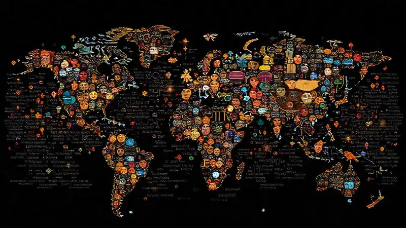 Un mapa global visualmente complejo conecta culturas