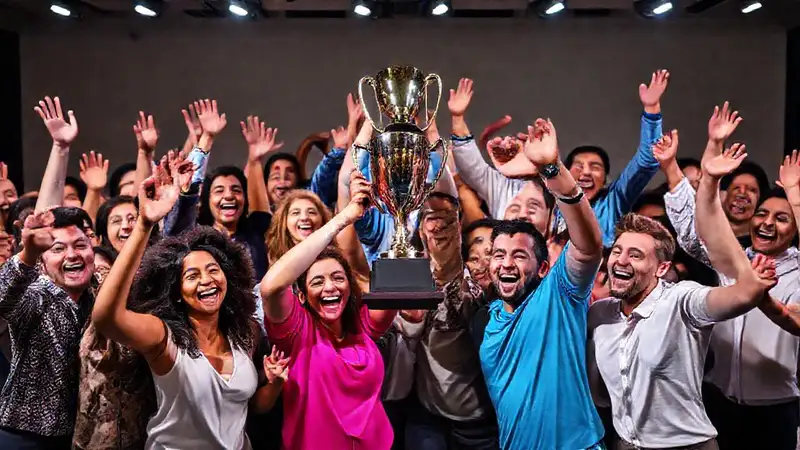 Grupo dinámico celebra con alegría