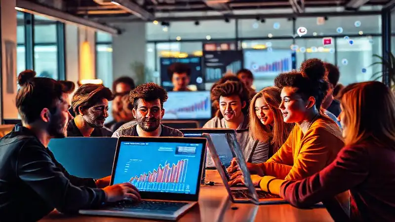 Un entorno de trabajo digital vibrante