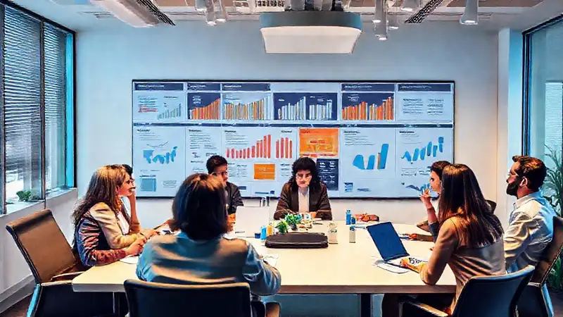 Reunión corporativa: colaboración, datos y éxito