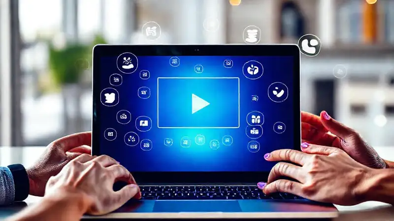 Laptop digital muestra redes sociales vibrantes