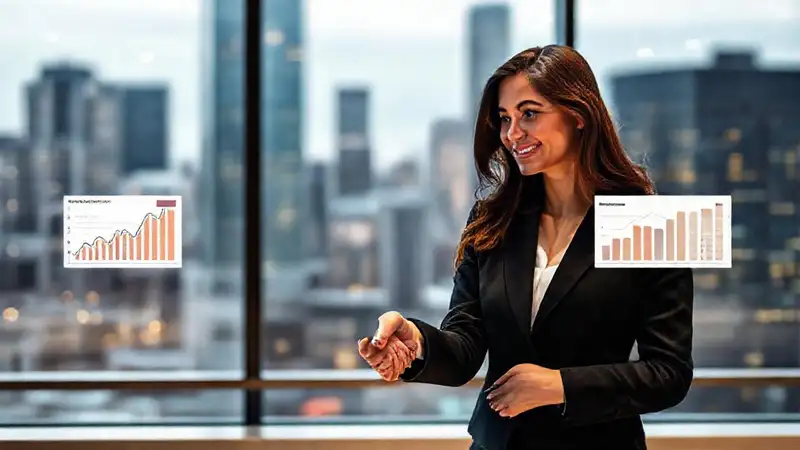 Mujer de negocios colabora en oficina moderna