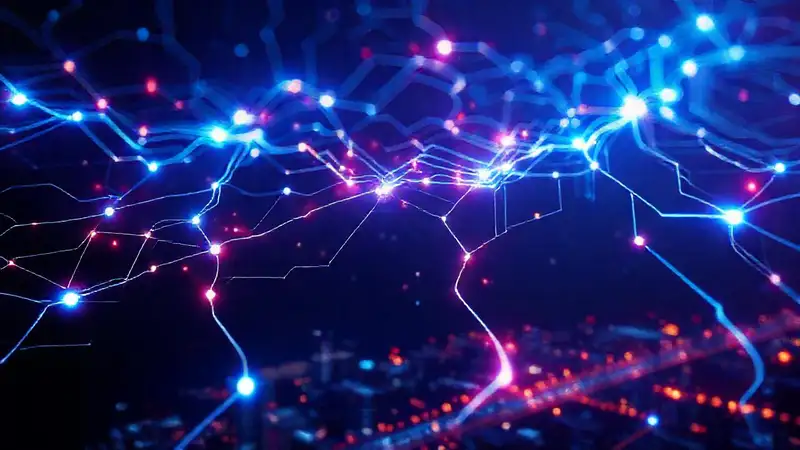 Red neuronal digital brillante y futurista
