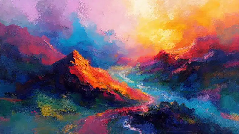 Un pintor digital crea un paisaje onírico