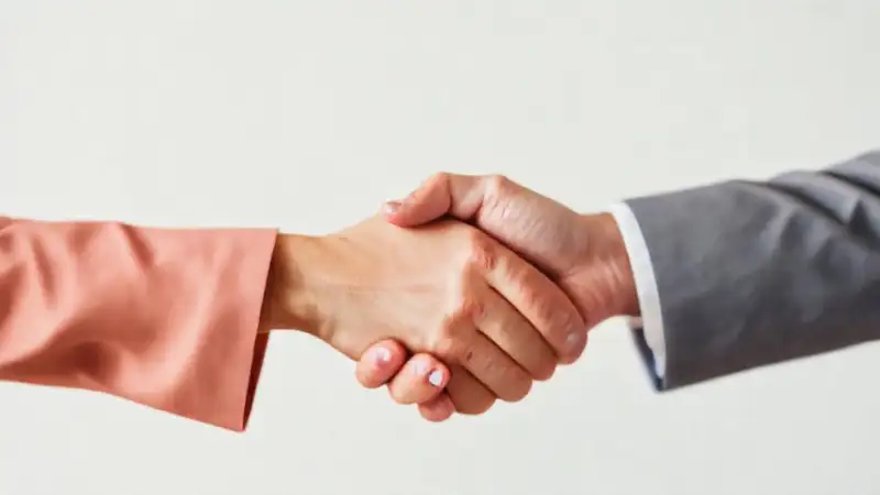Bloggers confiables estrechan una mano elegante