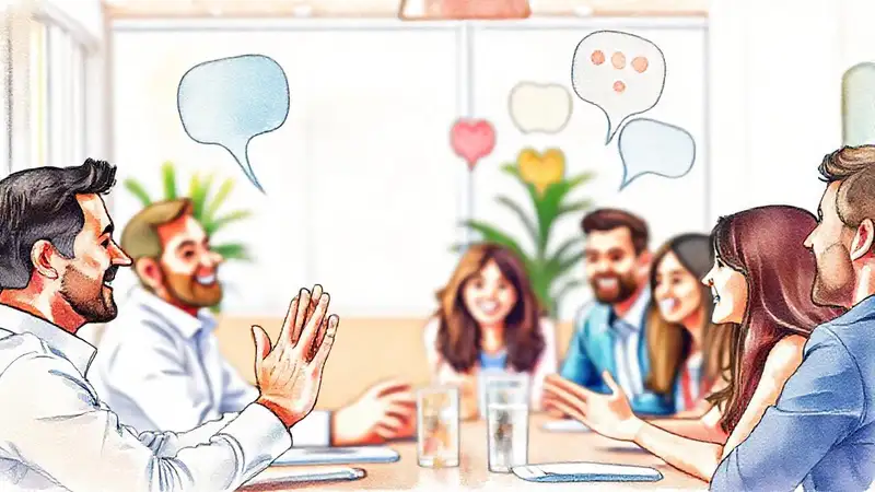 Reunión colaborativa y optimista