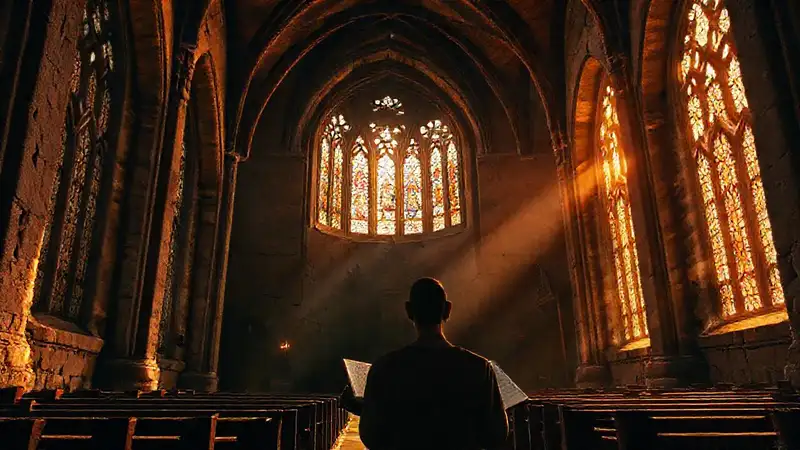 Una iglesia antigua irradia luz cálida