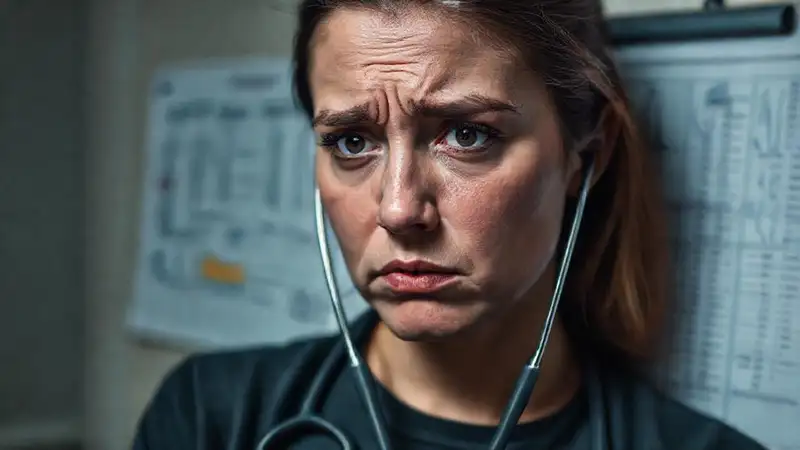 El médico observa con preocupación