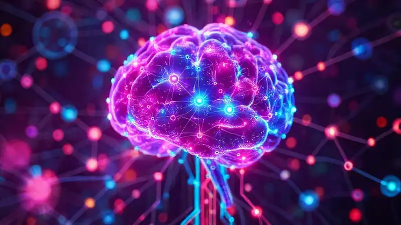 Red neuronal digital, brillante y dinámica