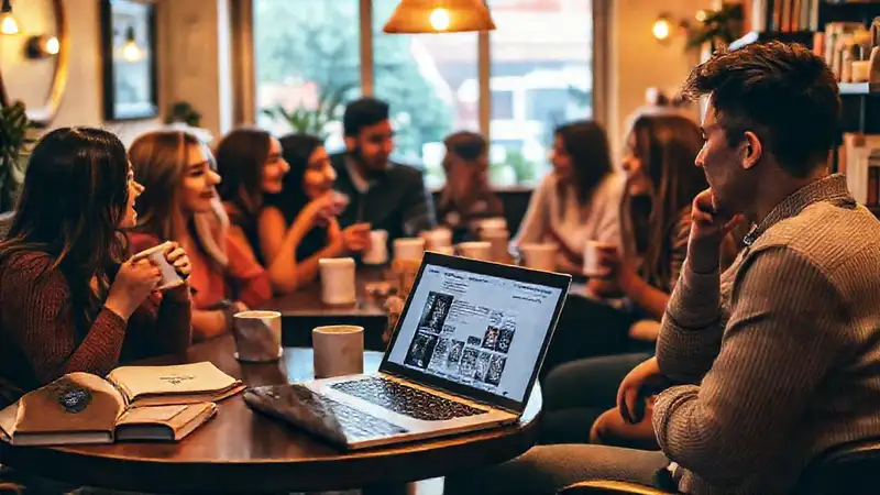 Un café acogedor con comunidad activa