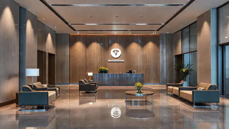 Lobby corporativo: diseño moderno y elegante