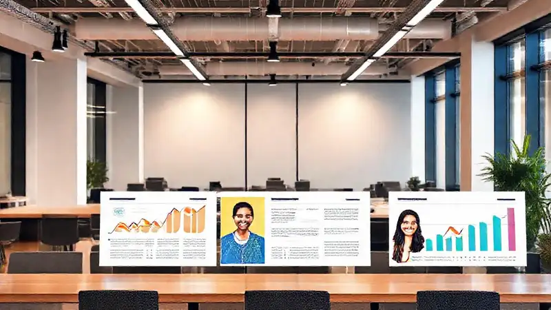 Oficina moderna y equipo feliz crece