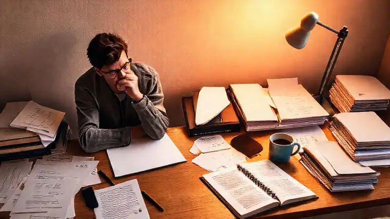 Un escritor reflexivo trabaja con esperanza