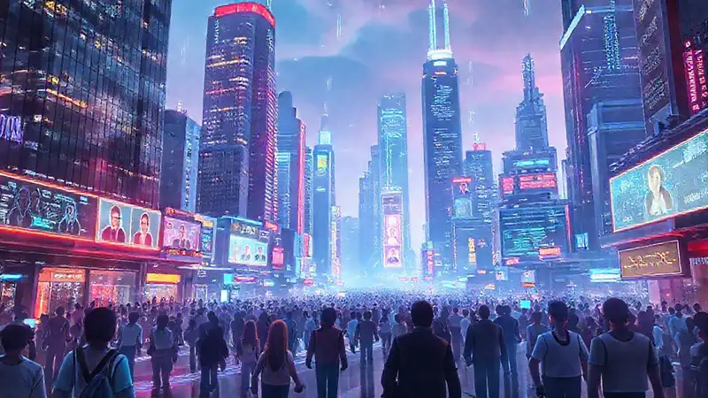 Una ciudad futurista brillante y digital