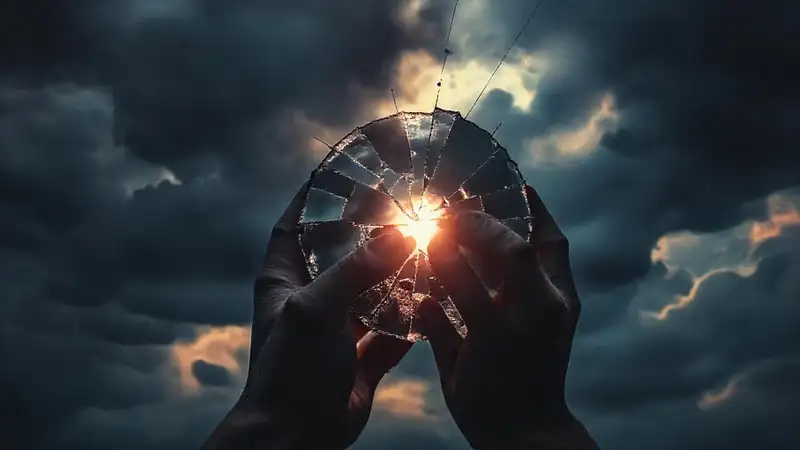 Fragmentos rotos brillan con melancolía