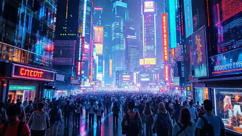 Ciudad futurista de luces y datos