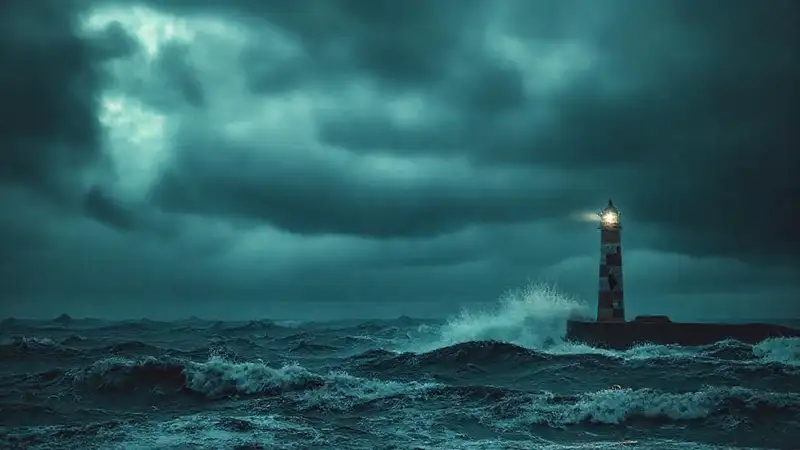 Un faro solitario ilumina la tristeza