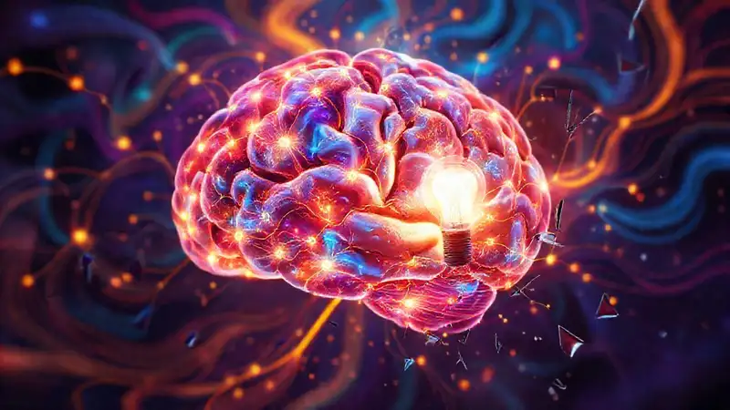El cerebro brillante revela ideas optimistas