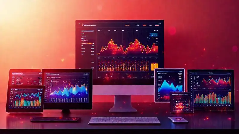 Datos visuales vibrantes en múltiples pantallas