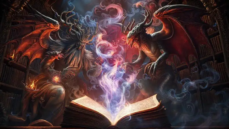 Una biblioteca antigua irradia magia fantástica