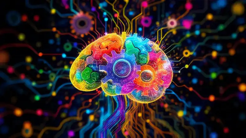 El cerebro creativo genera ideas vibrantes digitalmente