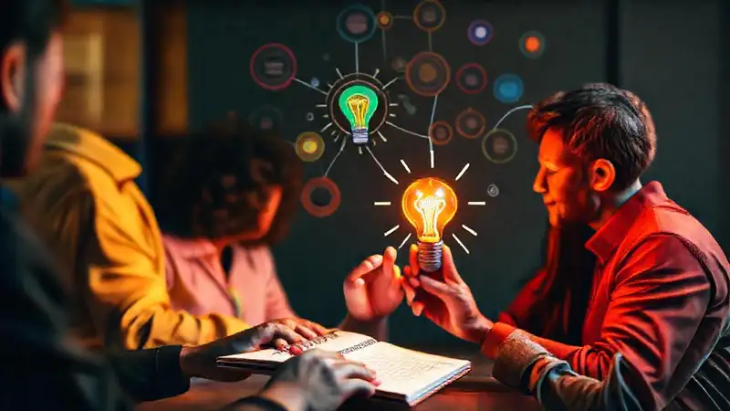 Ideas creativas colaborativas fluyen libremente