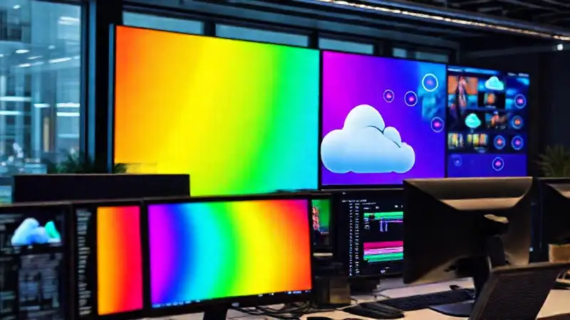 Oficina moderna, tecnología e información visual
