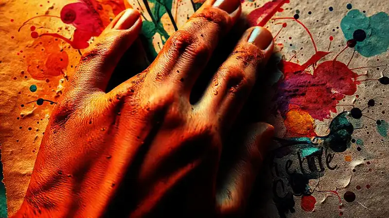 Manos texturizadas crean arte vibrante